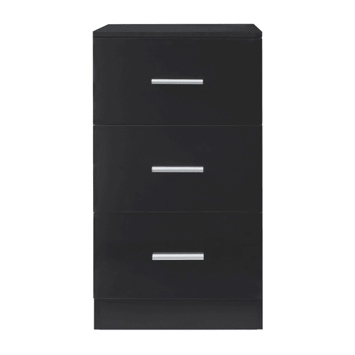 Mesa de cabeceira Aurdal com 3 gavetas em aglomerado 66x37x34.5cm - Preto alto brilho en.casa