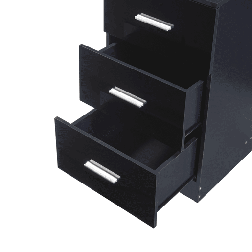 Mesa de cabeceira Aurdal com 3 gavetas em aglomerado 66x37x34.5cm - Preto alto brilho en.casa