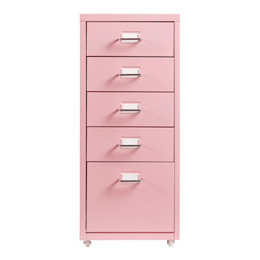 Armário de arquivo móvel Kökar com 5 gavetas 69x28x41 cm aço - Rosa en.casa