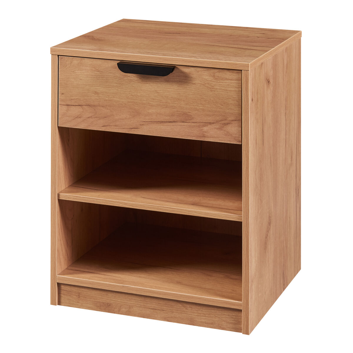 Mesita de noche varkaus con cajón mdf 55x43x40 cm - roble [en.casa]