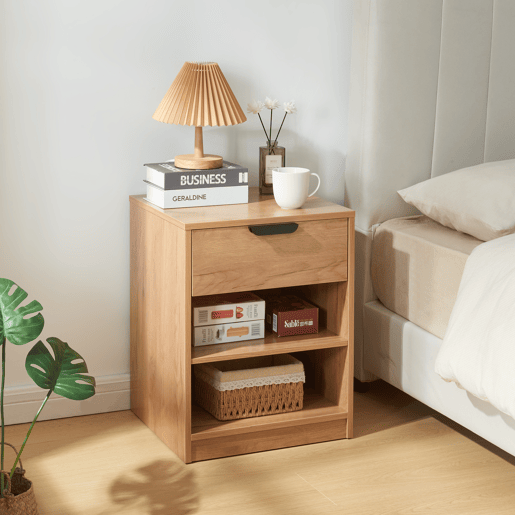 Mesa de cabeceira Varkaus com gaveta MDF 55x43x40 cm - Carvalho en.casa