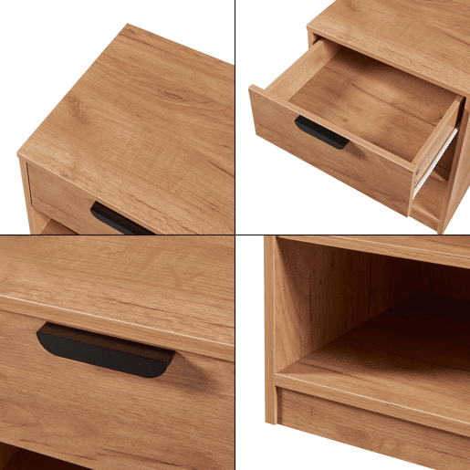 Mesa de cabeceira Varkaus com gaveta MDF 55x43x40 cm - Carvalho en.casa