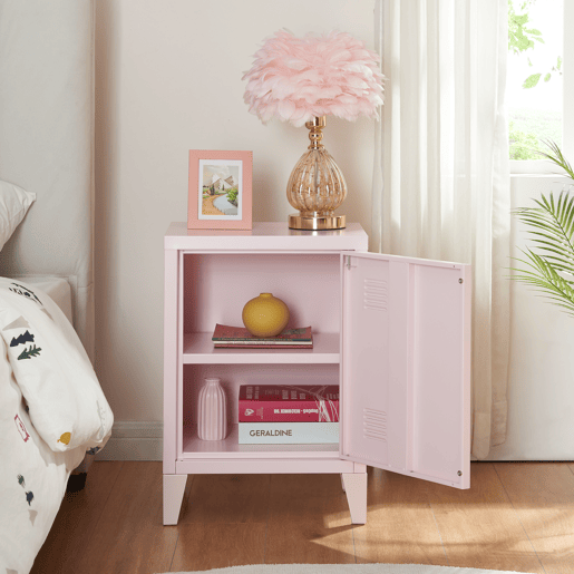 Mesa de cabeceira Inari em aço - Rosa en.casa