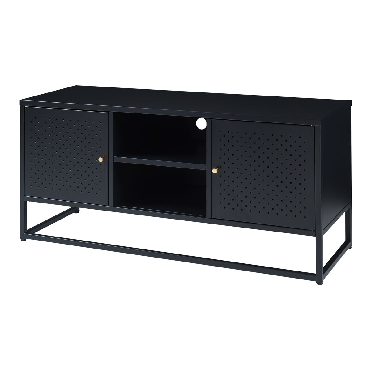 Mueble de tv janakkala con 2 puertas acero 120x40x55cm - negro [en.casa]