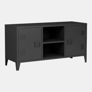 Mesa Tele Kotka com 2 portas de aço 113x40x58 cm - Preto en.casa