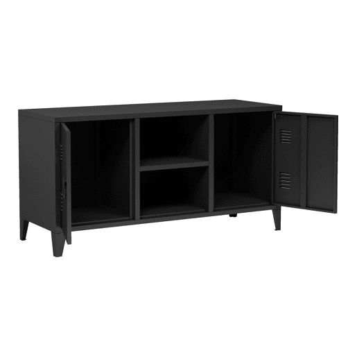 Mesa Tele Kotka com 2 portas de aço 113x40x58 cm - Preto en.casa