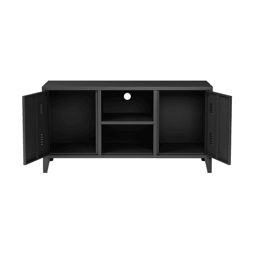 Mesa Tele Kotka com 2 portas de aço 113x40x58 cm - Preto en.casa