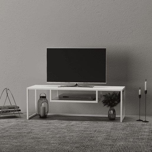 Mobiliário de sala de estar Isokyrö estilo industrial metal 120x40x40cm - Branco en.casa