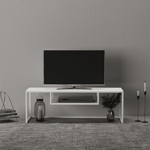 Mobiliário de sala de estar Isokyrö estilo industrial metal 120x40x40cm - Branco en.casa
