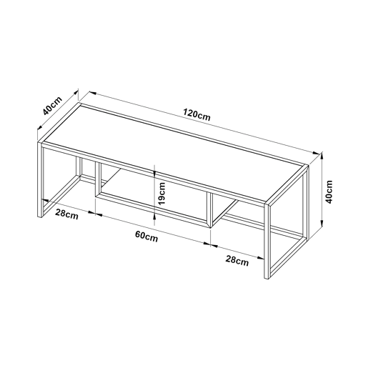 Mobiliário de sala de estar Isokyrö estilo industrial metal 120x40x40cm - Branco en.casa