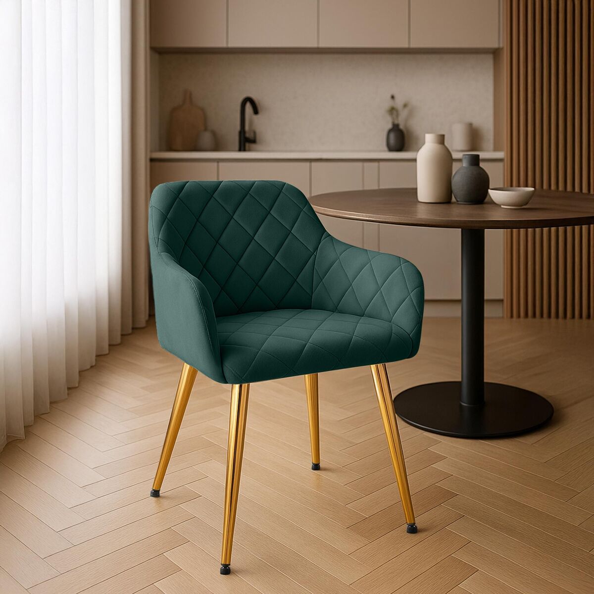 Silla de comedor monett de terciopelo verde 61x53x83 cm