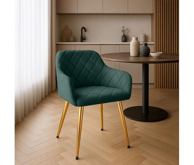 Silla de comedor monett de terciopelo verde 61x53x83 cm