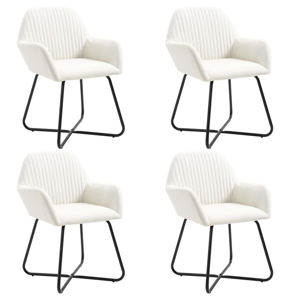 Vidaxl sillas de comedor 4 unidades tela color crema