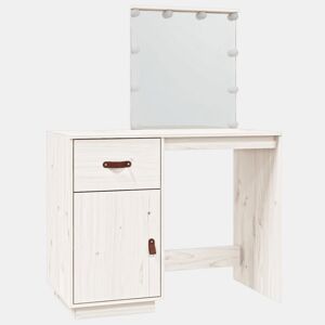 vidaXL Toucador com luzes LED 95x50x133,5 cm pinho maciço branco
