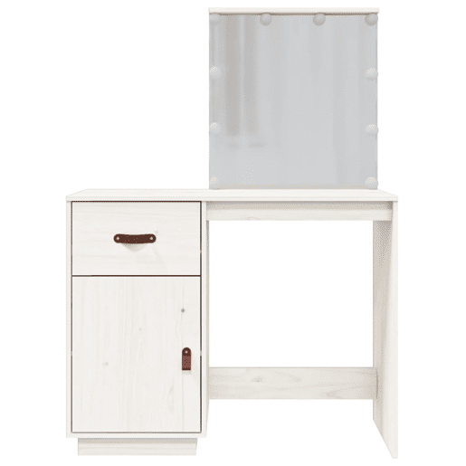 vidaXL Toucador com luzes LED 95x50x133,5 cm pinho maciço branco vidaXL Toucador com luzes LED 95x50x133,5 cm pinho maciço branco