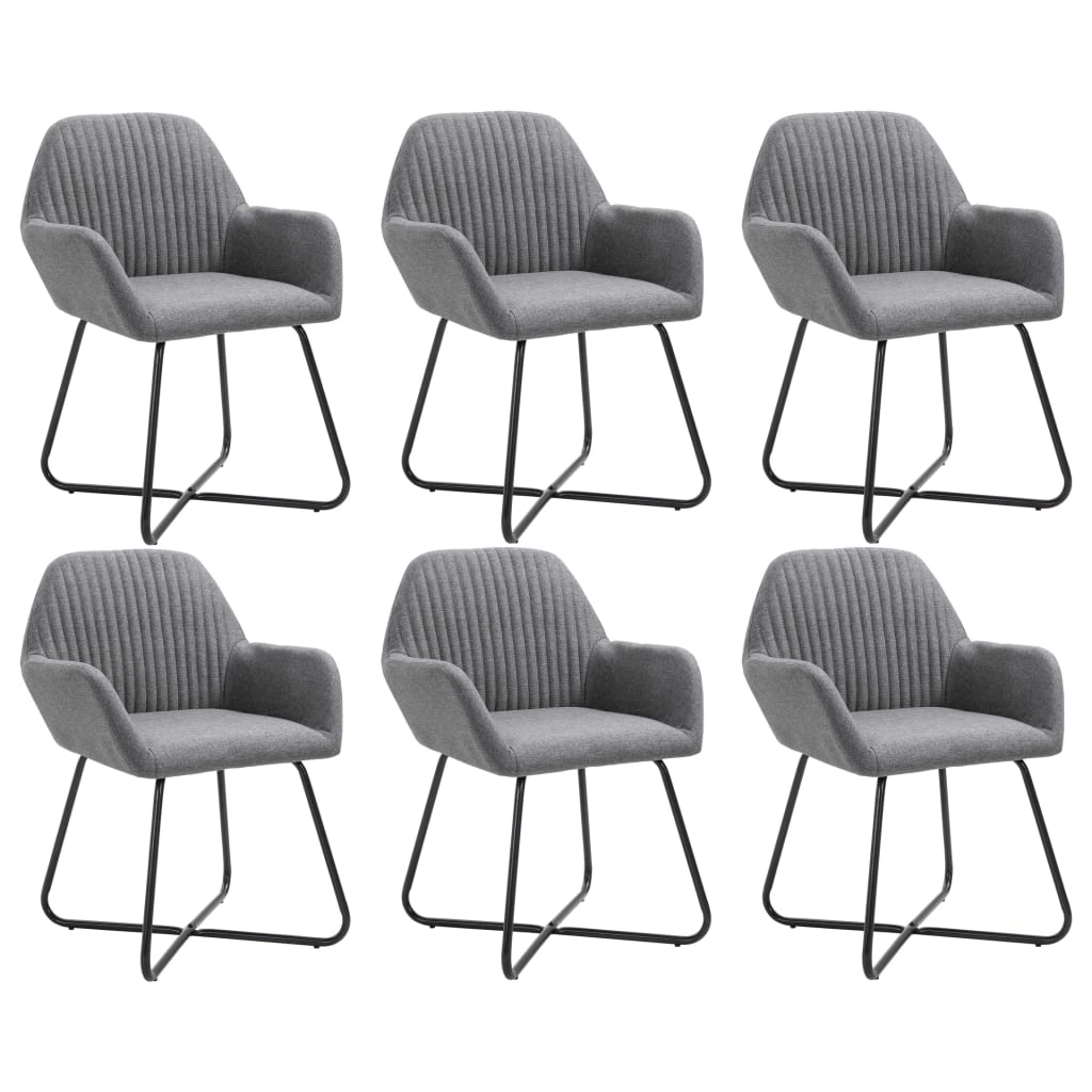 Vidaxl sillas de comedor 6 unidades tela gris oscuro