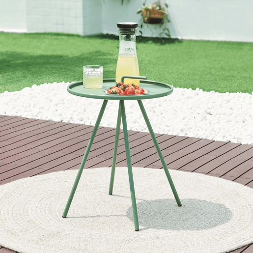 Mesa de terraço Fosen redonda com pega em aço - Verde en.casa