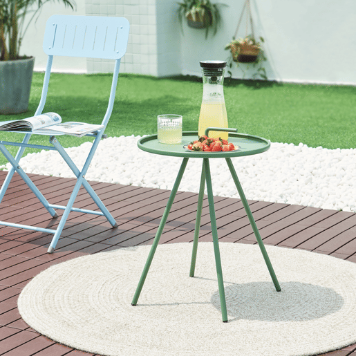 Mesa de terraço Fosen redonda com pega em aço - Verde en.casa