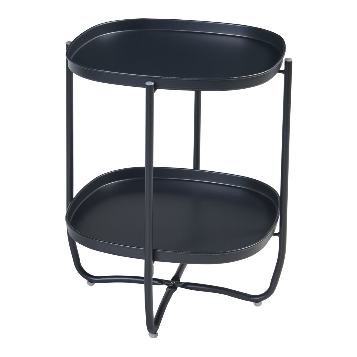 Mesita de jardín sandefjord con 2 bandejas acero 57,5x46x46cm - negro [en.casa]