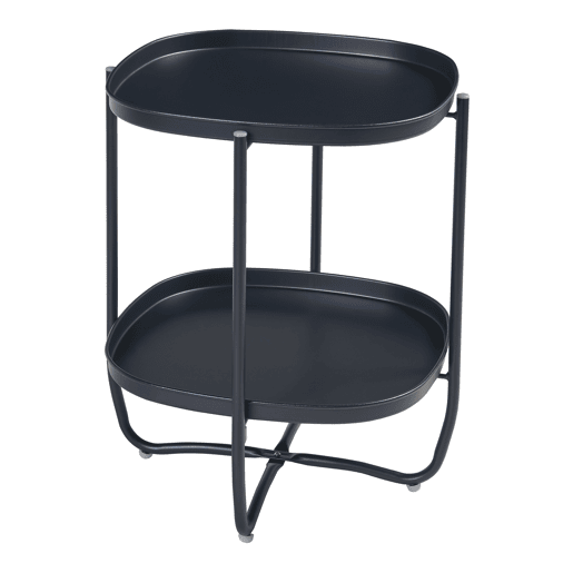 Mesa de jardim Sandefjord com 2 tabuleiros em aço 57,5x46x46cm - Preto en.casa.