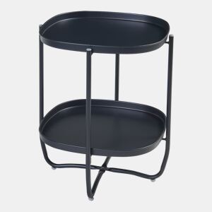 Mesa de jardim Sandefjord com 2 tabuleiros em aço 57,5x46x46cm - Preto en.casa.