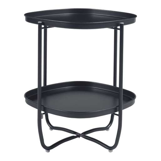 Mesa de jardim Sandefjord com 2 tabuleiros em aço 57,5x46x46cm - Preto en.casa.