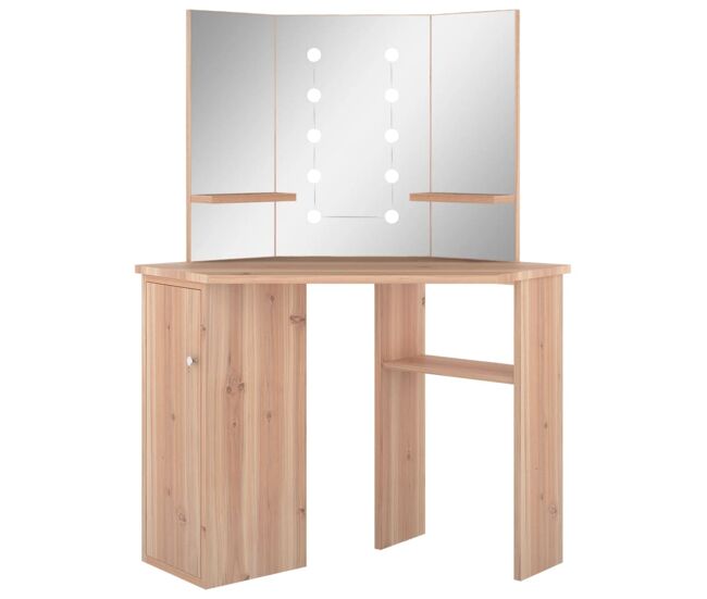 Vidaxl tocador de esquina con led roble 111x54x141,5 cm