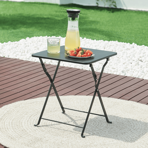 Mesa dobrável Vegårshei aço 45x40x40 cm - Preto en.casa
