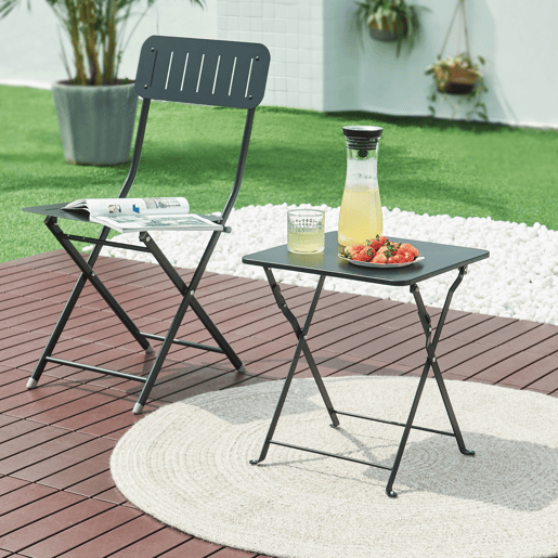 Mesa dobrável Vegårshei aço 45x40x40 cm - Preto en.casa