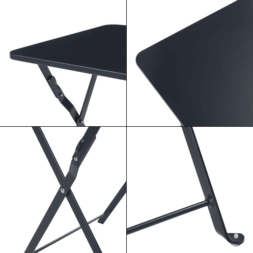 Mesa dobrável Vegårshei aço 45x40x40 cm - Preto en.casa