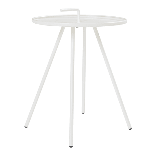 Mesa de terraço Fosen redonda com pega em aço - Branco en.casa