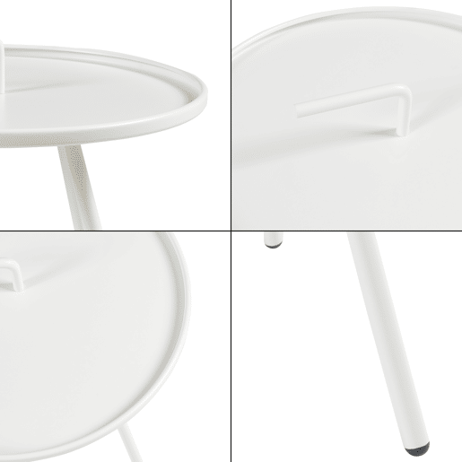 Mesa de terraço Fosen redonda com pega em aço - Branco en.casa