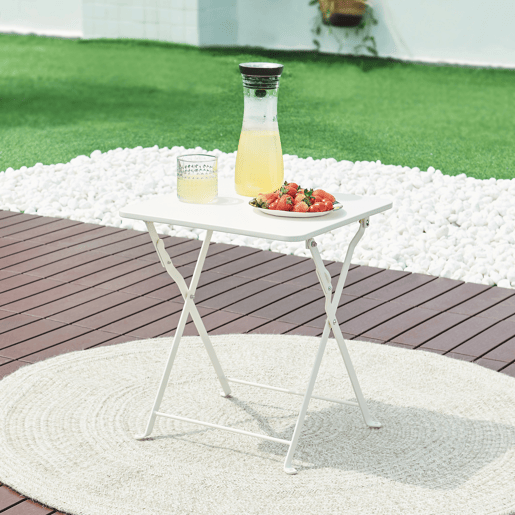 Mesa dobrável Vegårshei aço 45x40x40 cm - Branco en.casa