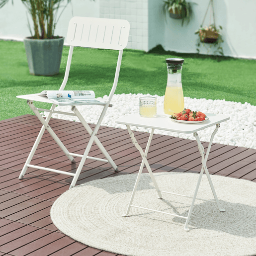 Mesa dobrável Vegårshei aço 45x40x40 cm - Branco en.casa