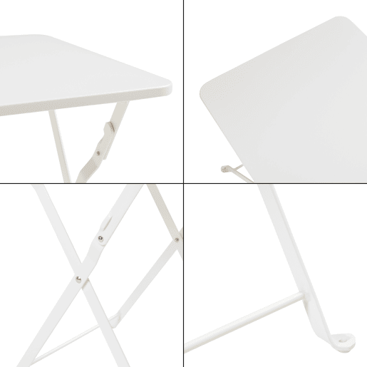 Mesa dobrável Vegårshei aço 45x40x40 cm - Branco en.casa