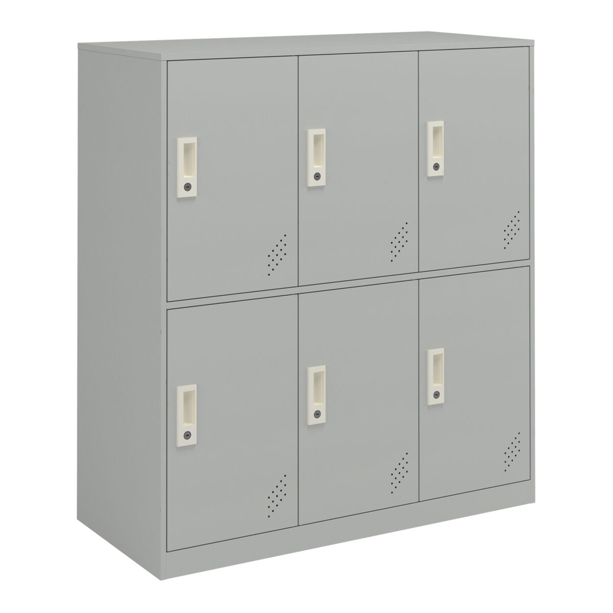 Casillero metálico rautavaara 6 puertas con cerradura acero 100x90x40cm - gris pálido [en.casa]