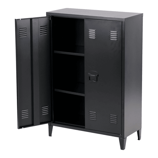 Armário de escritório Oripää com 2 prateleiras de aço ajustáveis 110x75x33 cm - Preto en.casa