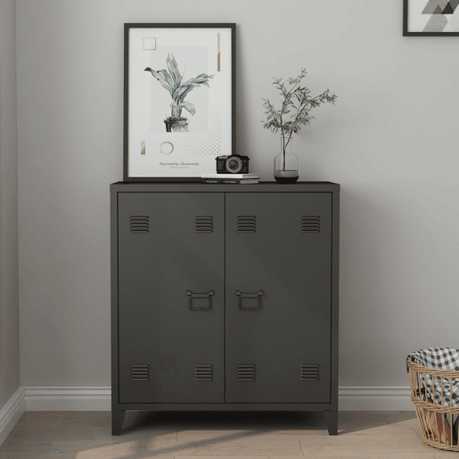 Armário de escritório Oripää com prateleira de aço ajustável 90x80x33cm - Preto en.casa