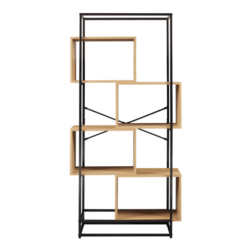 Estante Rennebu 4 níveis 160x80x33 cm - Efeito pretocarvalho en.casa