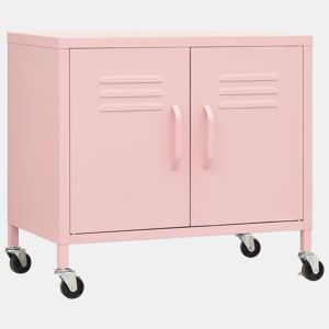 vidaXL Armário de arrumação aço 60x35x56 cm rosa