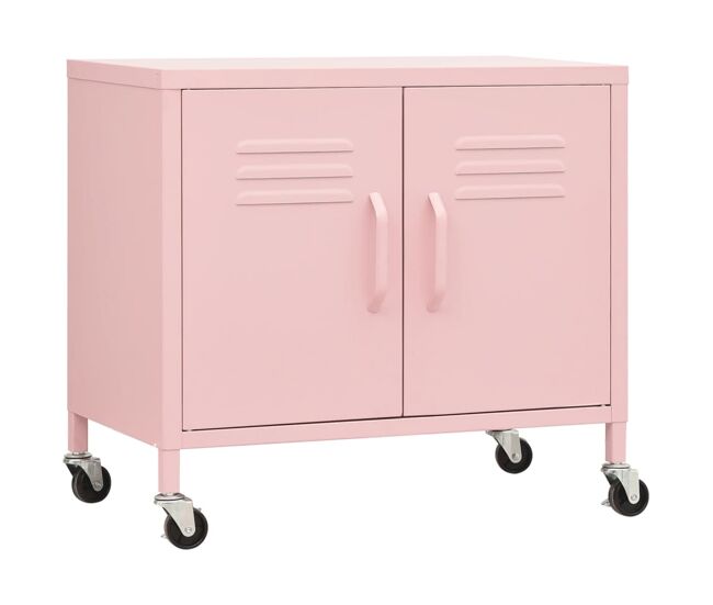 Vidaxl armario de almacenamiento acero rosa 60x35x56cm