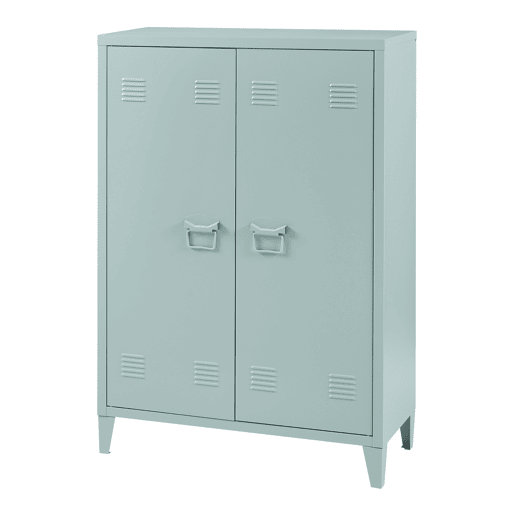 Armário de escritório Oripää com 2 prateleiras ajustáveis em aço 110x75x33 cm - Azul acinzentado en.casa