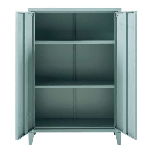 Armário de escritório Oripää com 2 prateleiras ajustáveis em aço 110x75x33 cm - Azul acinzentado en.casa