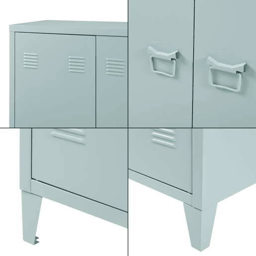 Armário de escritório Oripää com 2 prateleiras ajustáveis em aço 110x75x33 cm - Azul acinzentado en.casa