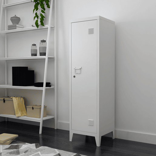 Cacifo metálico Kurikka com 3 compartimentos em aço 137x38x38 cm - Branco en.casa