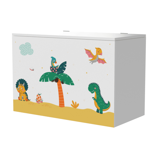 Caixa de brinquedos para crianças Oleiros motivo dinossauro aglomerado 40 x 60 x 30 cm multicolorido en.casa