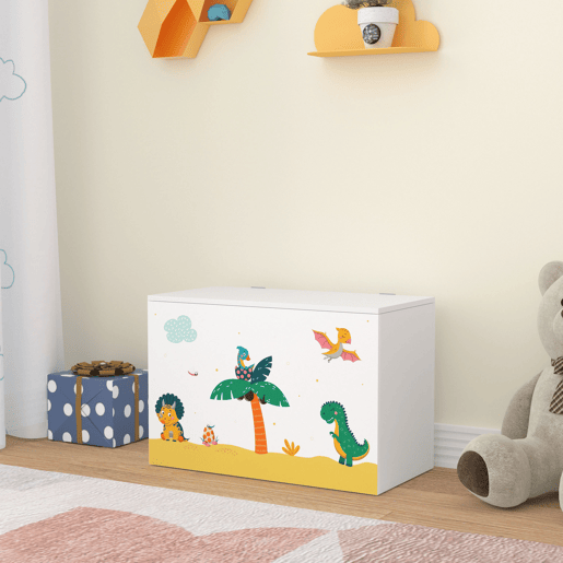 Caixa de brinquedos para crianças Oleiros motivo dinossauro aglomerado 40 x 60 x 30 cm multicolorido en.casa