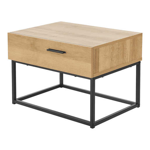 Conjunto de 2 mesas de cabeceira Lavangen com gaveta em metal aglomerado 39x55x40cm - CarvalhoPreto en.casa