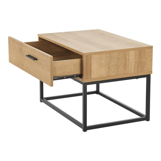 Conjunto de 2 mesas de cabeceira Lavangen com gaveta em metal aglomerado 39x55x40cm - CarvalhoPreto en.casa