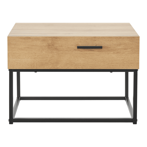 Conjunto de 2 mesas de cabeceira Lavangen com gaveta em metal aglomerado 39x55x40cm - CarvalhoPreto en.casa